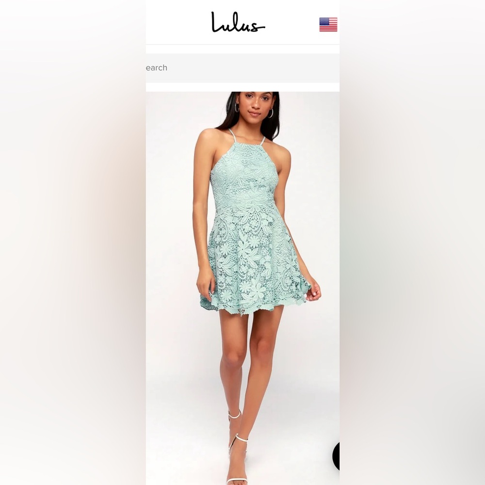 Lulu's Mint Blue Lace Skater Dress